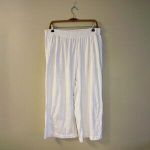 Women's High Rise Pull On Elastic Waist Wide Leg Crinkle Knit Crop Pants